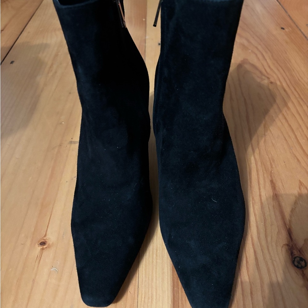 Sam Edelman Black Suede Pointed Toe Ankle Booties